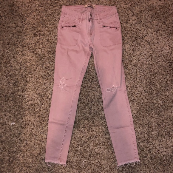 Pink Hollister Jeans with rips - Picture 1 of 5